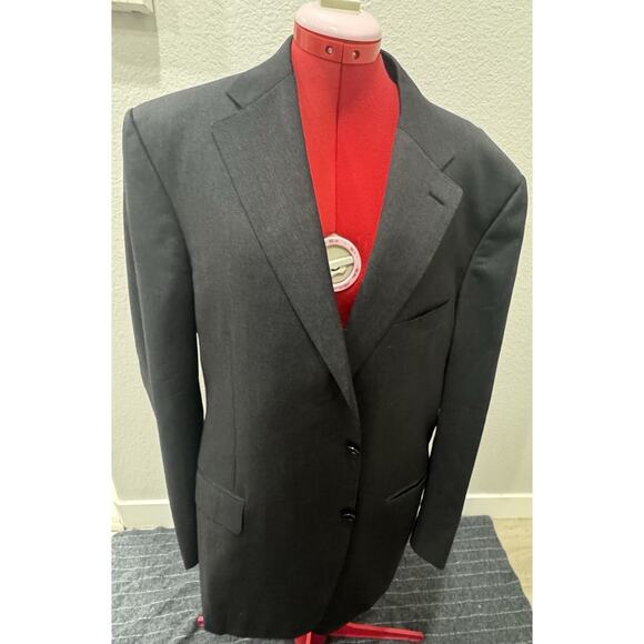 Canali Jacket Men US 48L EU 58L Charcoal Gray Blazer Wool Coat Italy